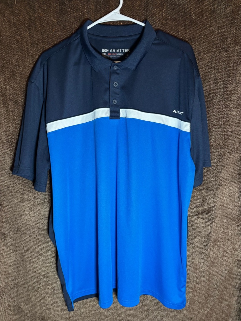 Ariat Blue & Navy Colorblock Performance Polo